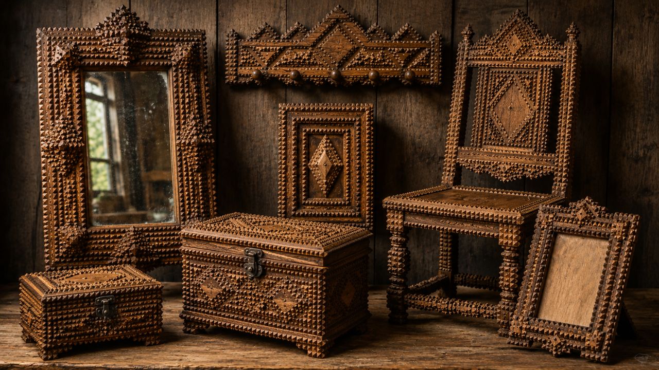Tramp Art Guide: History, Frames, Boxes & Furniture